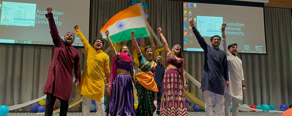 Ketan and other Toad Hall residents perform a traditional dance at the multicultural festival.