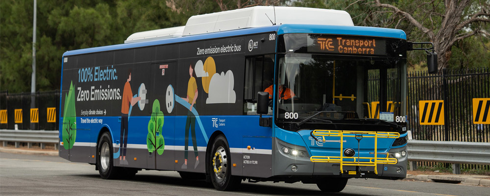 Transport Canberra electric busses moving Canberrans.