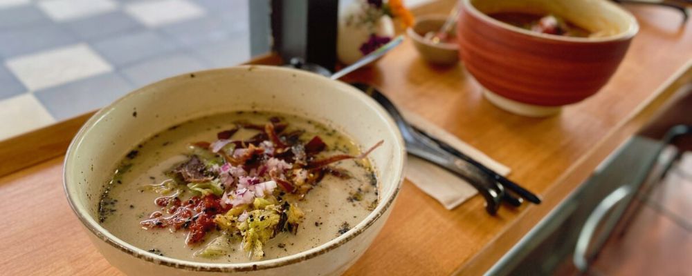 A bowl of vegan, plant-based ramen at Muku Ramen Bar in Canberra