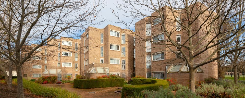 The exterior of Toad Hall student living on the ANU campus in Canberra.