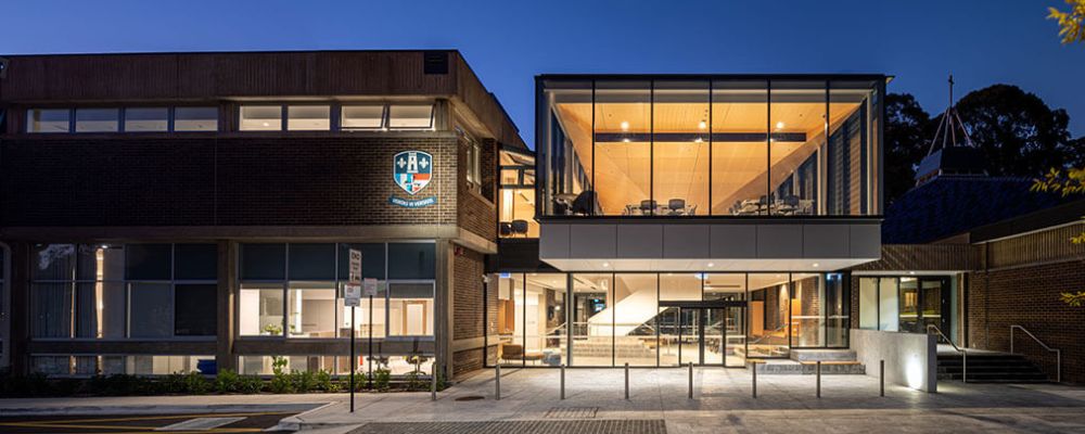 The exterior of John XXIII College student accommodation on the ANU campus in Canberra.