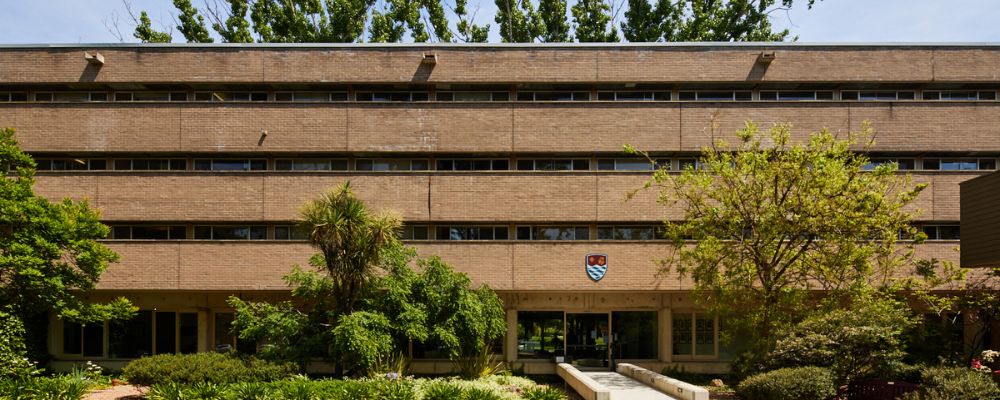 The exterior of Burgmann College student living on the ANU campus in Canberra.