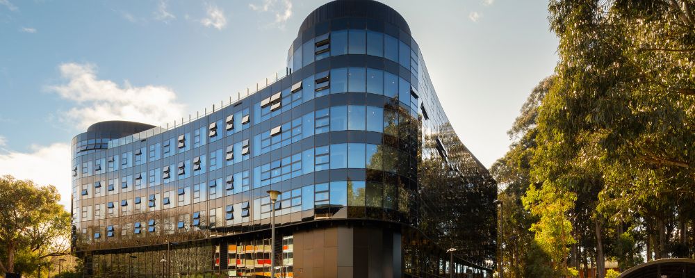 The exterior of Wamburun Hall student accommodation on the ANU campus in Canberra.