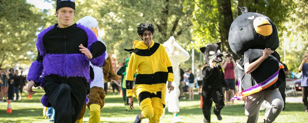 ANU students participate in the annual ANU Open Day mascot race