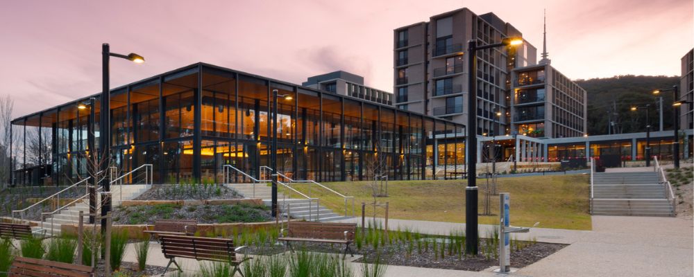 An exterior shot of Yukeembruk student accommodation at ANU