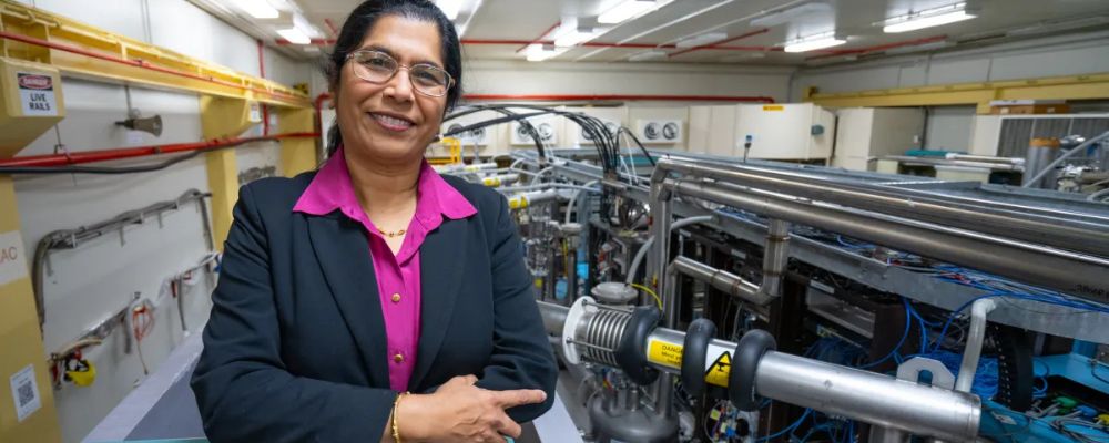 Professor Mahananda Dasgupta at the Heavy Ion Accelerator Facility at the Australian National University