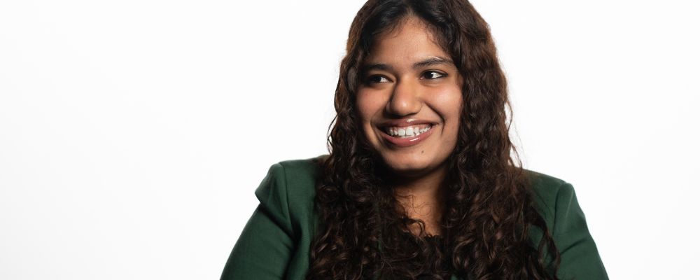 Disha in a photoshoot setting at the Australian National University.