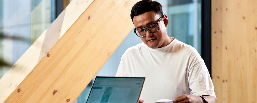 A postgraduate student at ANU studies at the Marie Reay Teaching Centre.