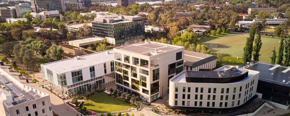 A birdseye view of the Kambri precinct on the Australian National University campus in Canberra
