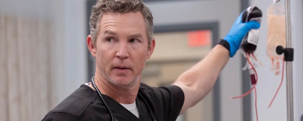 Shawn Hatosy as Dr. Abbot in the HBO television show ‘The Pitt’