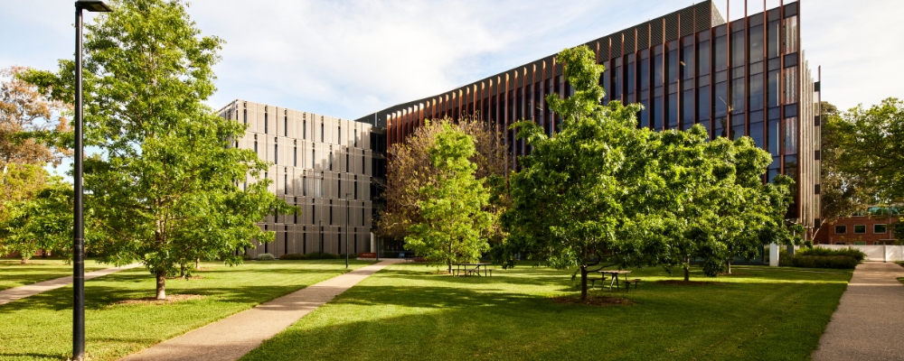 The exterior view of the Hanna Neumann Building at ANU.